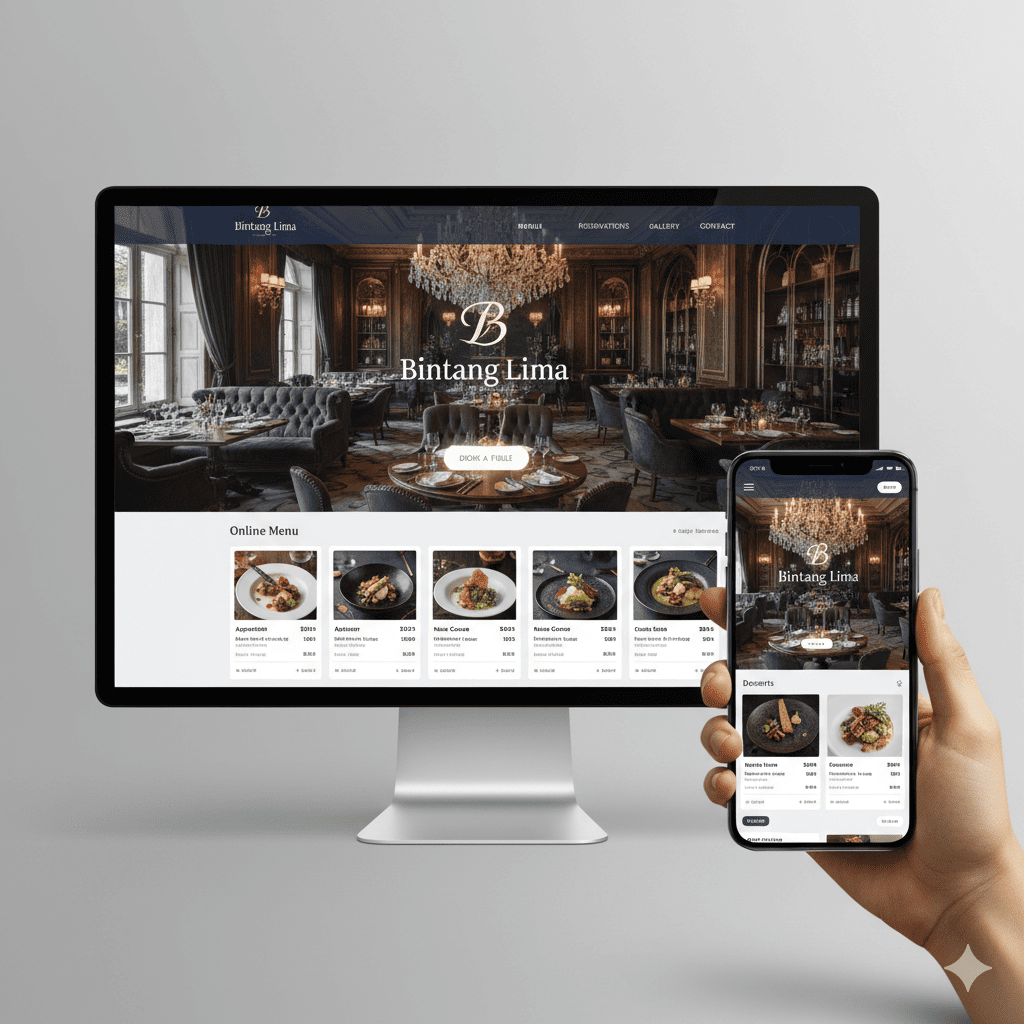 Website Restaurant Bintang Lima - Menu Online Premium